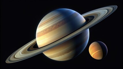 Wall Mural - close up photo of saturn and venus planets with detailed visible rings and atmospheric features , pl