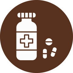 Sticker - Pills Bottle  Glyph Circle Icon