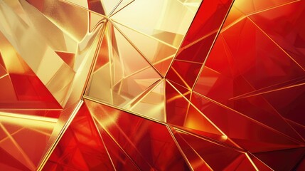 Poster - abstract geometric composition in red and gold, creating a sleek and modern digital backdrop