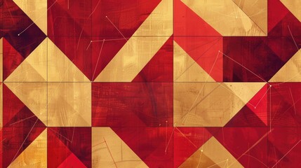 Poster - Abstract geometric pattern in red and gold, perfect for digital marketing and advertising