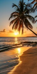 Wall Mural - Golden Sunset at Tropical Beach