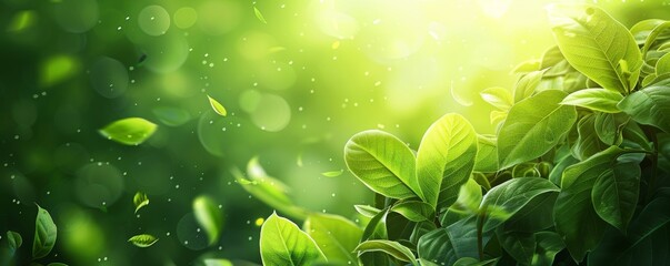 Vibrant green abstract background with eco-friendly elements, environmental theme,