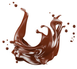 Wall Mural - chocolate splash isolated on white background. Clipping path. 3d render