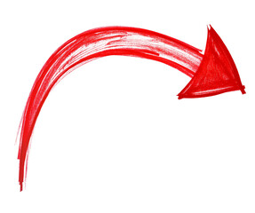 Bold red curved arrow drawn on a white background