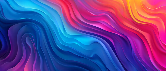 A vibrant abstract background with colorful wavy lines ,Abstract fluid neon holographic iridescent wave in motio