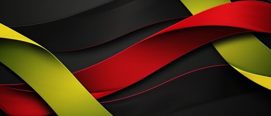 Wall Mural - Black History Month, Juneteenth day background. Creative modern red, yellow, green lines on black background