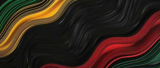 Wall Mural - Black History Month, Juneteenth day background. Creative modern red, yellow, green lines on black background