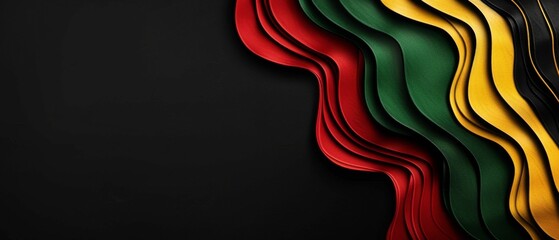 Wall Mural - Black History Month, Juneteenth day background. Creative modern red, yellow, green lines on black background