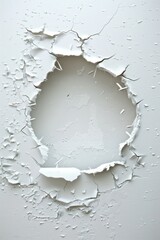 Canvas Print - A hole in a white wall with some paint on it