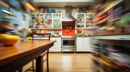 Canvas Print - dynamic blurred interior home kitchen