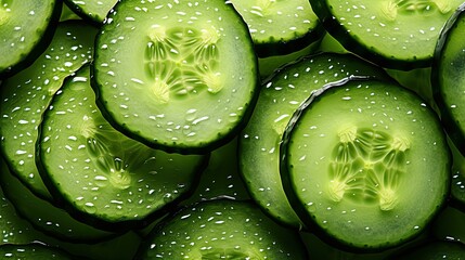 Sticker - green slice cucumber background