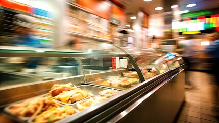 Poster - photograph blurred fast food interior