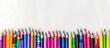 © sadia - Vibrant school supplies forming a bottom border on a white background, perfect for text. The top is left blank for banner space.
