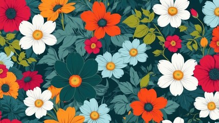 Wall Mural - Beautiful pattern wallpaper in folk flowers