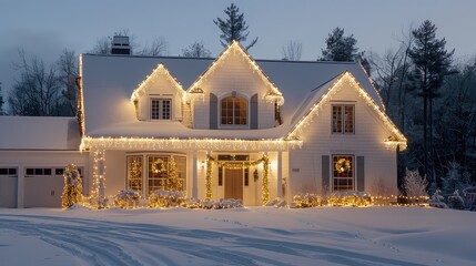 Canvas Print - decorated christmas lights on white