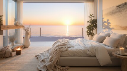 Wall Mural - bedroom blurred beach home interior