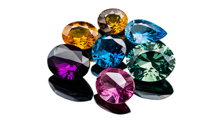 Sticker - Shiny and polished gemstones in a range of hues with faceted surfaces that catch and reflect light beautifully.