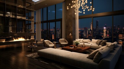 Sticker - livingroom high rise construction interior