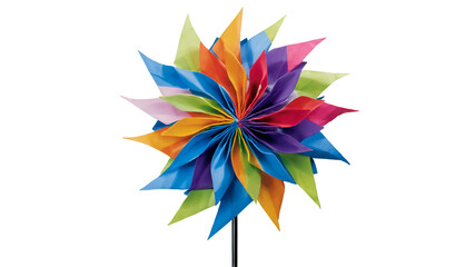 Poster - A circular pinwheel featuring multiple layers of bright overlapping triangles in various sizes. The pinwheel spins easily in the wind and adds a playful touch to the celebration.