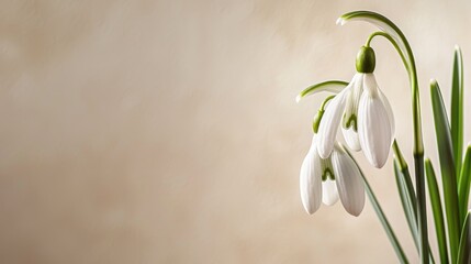 Canvas Print - White Snowdrop Flower in Close Up with Space for Text Symbol of Early Spring