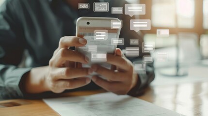 Poster - Person Using a Smartphone with Digital Interface