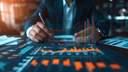 Poster - Businessman Analyzing Financial Data on Tablet