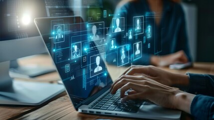 Aufkleber - Digital Network Connection on Laptop Screen