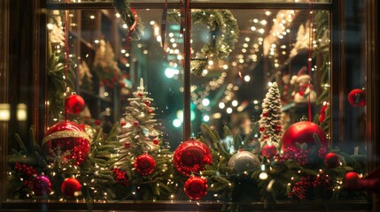 Christmas Decorations in a Window.