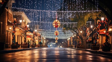 Canvas Print - street christmas lights flyer