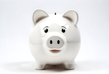 Wall Mural - Smiling white piggy bank ready to save
