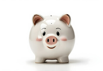 Wall Mural - White piggy bank bringing joy to savings
