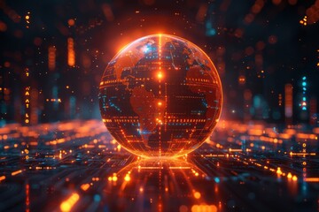 Poster - Digital Globe in a Futuristic Setting