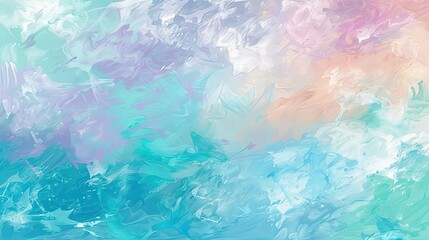 Poster - Abstract pastel painting with soft brushstrokes in shades of blue, purple, and peach. Perfect for backgrounds or artistic designs.
