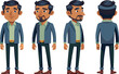 © Mustafa - Cartoon character design showcasing four angles of a modern young man
