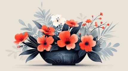 Wall Mural - A Flower Arrangement With Red and White Flowers