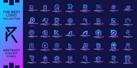 Fototapete - set of abstract R logo design. icon set letter r mega bundle for business of company
