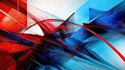 Poster - artwork red blue abstract