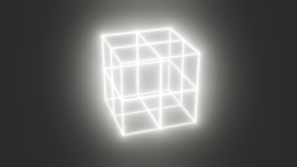 Poster - Grid white cube. Computer generated 3d render