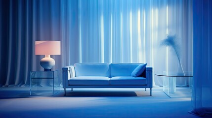 Canvas Print - soft blurred blue interior