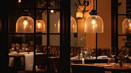 Canvas Print - warmth restaurant lights