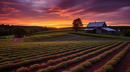 Wall Mural - hues sunset oranic farm