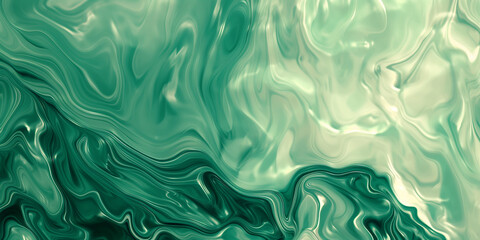 Wall Mural - abstract fluid marble pattern in green hue swirling liquid texture artwork