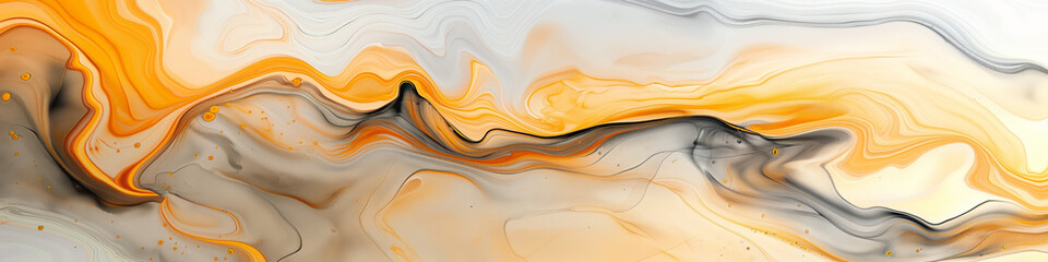 Wall Mural - dynamic fluid art with vibrant orange and grey swirls