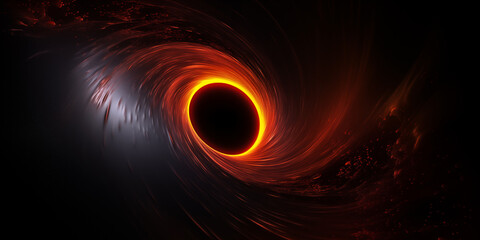 Wall Mural - space tunnel with black hole and disk of light. speed motion blur effect