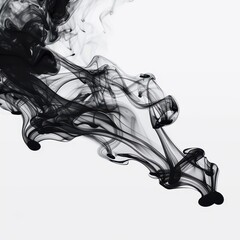 Poster - Abstract black ink in water creating captivating swirl patterns. Stunning visual for artistic projects or creative backgrounds.