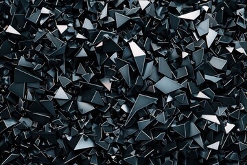 Poster - Abstract background with dark geometric shapes and sharp angles, creating a complex and futuristic pattern in a low-poly style.