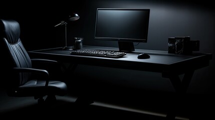 Sticker - sleek dark desk