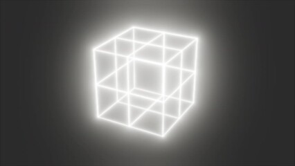 Poster - Grid white cube. Computer generated 3d render