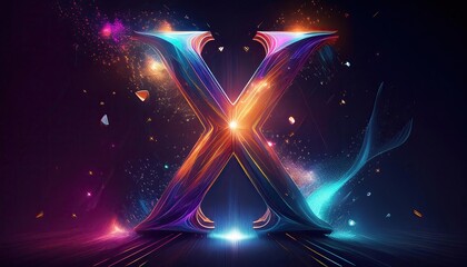 Wall Mural -  X-letter images, glowing neon light x -x-letter background, x-letter wallpaper,