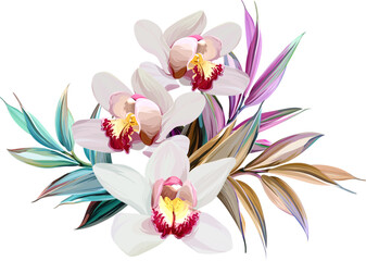 Wall Mural - Bouquet of tropical flowers. Exotic, paradise flowers. Hawaiian bouquet